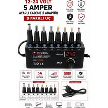 Powermaster Kademeli Çok Uçlu Ayarlanabilir 12 Volt - 24 Volt - 5 Amper Dc Adaptör