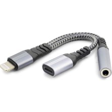Lıghtnıng To Type-C + 3.5 mm F Kablo Siyah GJ-012 Midastech