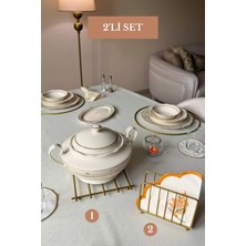 Edora Home 2’li Set Mat Gold Kafes Peçetelik Nihale Mutfak Seti