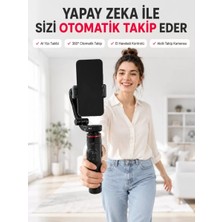 Nemere Ithalat Aı Yüz Takip Özellikli Gimbal Selfie Stick 360° Dönebilen Telefon Tutucu Uzayabilir Bluetooth Kumandalı