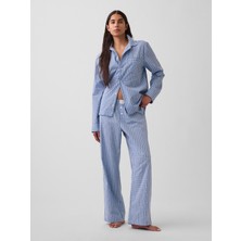 Gap Kadın Mavi Poplin Pijama Altı