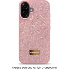 Skyarmor Samsung A07 Uyumlu Kafie Iç Yüzey Tasarımlı Taşlı Işıltılı Parlak Pırlanta Kılıf Dia Plus