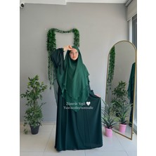 Yüsra Collection Tesettür Liza Kol Bağlama Elbise ve Uzun Boy 3 Katlı Sufle 2'li Takım