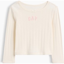 Gap Kız Bebek Krem Arch Logo Pointelle T-Shirt