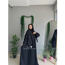 Yüsra Collection Tesettür Liza Kol Bağlama Elbise ve Uzun Boy 3 Katlı Sufle 2'li Takım