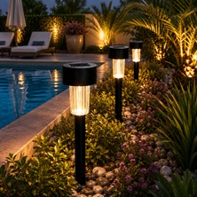 Kuzey Oyuncak 8 Adet Güneş Enerjili Solar Lamba Bahçe Aydınlatma IP65 Solar Torch Lamp 34 cm Pilsiz LED Işıklı