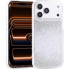 Cepustik Telefon Aksesuarları iPhone 18 Pro Kılıf Airbag Tasarımlı Damla Taşlı Şeffaf Pera Silikon Kılıf