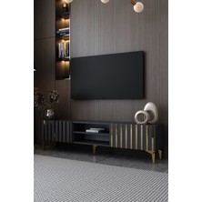 Dekortis Home Dekor 180DHDTSR6AA Aden Pleksi Desen Tv Sehpası Antrasit-Altın