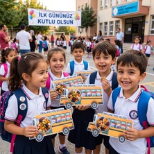 Atölye Mila Okul Servisi Temalı 10'lu Boş Şeker Kutusu Okuluna Hoş Geldin Yazılı Konsept Hediyelik