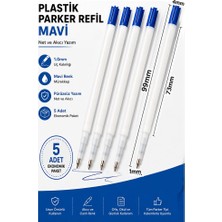 Artlantis Plastik Tükenmez Kalem Yedeği 5 Adet 9.9cm Tükenmez Kalem Içi Yedek Mavi Metal Tükenmez Kalem Içi Ofis Jel Kalem Içi