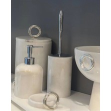 Best Side EGE HOME Beyaz Mermer Banyo Seti - Top Aksesuar Detaylı Doğal Malzeme ile Şık Tasarım