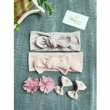 Pempem Bandana Kız Bebek Pudra Bandana Toka Set