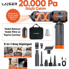 Laiser VT-120 5-In-1 Kablosuz Araç Süpürgesi: 20.000 Pa Güç & Değiştirilebilir 2 Bataryalı (Powerbank ve LED Işık Özellikli)