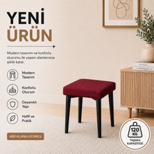 Evdera Mobilya Kare Tekli Puf Takımı Tabure Bench Makyaj Sandalyesi Siyah Ayak
