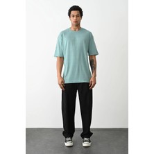 Tarz Yeri Erkek Tişört Düz Basic Penye Yazlık Bisiklet Yaka Kısa Kol T-Shirt - Mint Yeşili