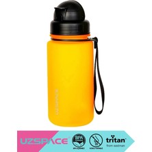 Uzspace 400ml Yeni Koleksiyon Soft-Touch Yüzey Gövdeli Silikon Pipetli El Askılı Sürgülü Kapaklı Tritan Çocuk Okul Su Matarası Bpa Yok Koku Yok