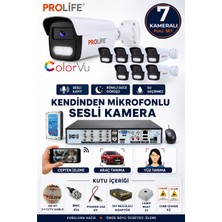 Prolife 7 Li Sesli Güvenlik Kamerası 5 Mp Gece Renkli Yüz ve Araç Tanımalı Full Hd Kamera Sistemi