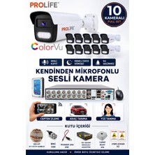 Prolife 10 Lu Ses Kayıtlı Güvenlik Kamerası 5 Mp Gece Renkli Yüz ve Araç Tanımalı Full Hd Kamera Sistemi