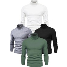 Tarz Yeri Erkek 4 Adet Kaşkorse Boğazlı Full Likralı Fitilli Slimfir Body
