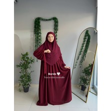 Yüsra Collection Tesettür Liza Kol Bağlama Elbise ve Kısa Boy 3 Katlı Sufle 2'li Takım