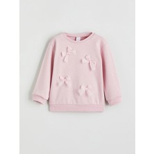 Lc Waikiki Yeni Sezon Bisiklet Yaka Fiyonk Detaylı Kız Çocuk Sweatshirt