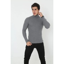 Tarz Yeri Erkek Fitilli Kaşkorse Kumaş Boğazlı Full Likralı Slimfit Body - Füme