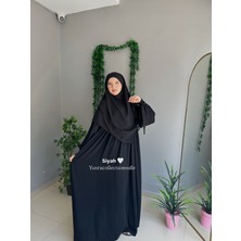Yüsra Collection Tesettür Liza Kol Bağlama Elbise ve Kısa Boy 3 Katlı Sufle 2'li Takım
