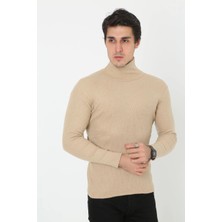 Tarz Yeri Erkek Fitilli Kaşkorse Kumaş Boğazlı Full Likralı Slimfit Body - Bej