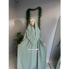 Yüsra Collection Tesettür Liza Kol Bağlama Elbise ve Kısa Boy 3 Katlı Sufle 2'li Takım
