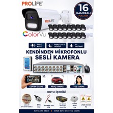 Prolife 16 Lı Ses Kayıtlı Güvenlik Kamerası Seti 5 Mp Gece Renkli Yüz ve Araç Tanımalı Full Hd Kamera Sistemi