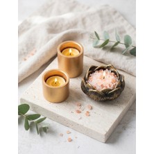 Doğal Kaya Tuzu &altın Işıltılı Tealıght Mumluk Ritüeli - Spa &  Banyo Dekarasyonu