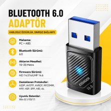 Essager Bluetooth 6.0 USB Adaptör – 20 Metre Menzil, 5 Cihaza Kadar Bağlantı, Tak Çalıştır, Windows Uyumlu