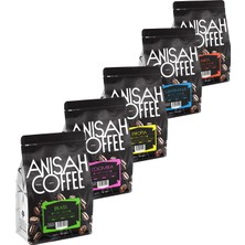 Anisah Coffee Dünya Filtre Kahveleri Tanışma Seti | 5x250gr | V60 Öğütme | Kenya, Guatemala, Ethiopia, Colombia, Brasil