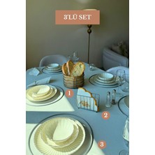 Edora Home 3’lü Set Mat Gümüş 6'lı Supla Kafes Peçetelik Yuvarlak Ekmek Sepeti Mutfak Seti