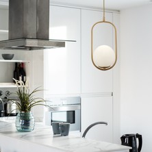 Apliqa Lorin Tekli Eskitme Sarkıt Beyaz Camlı Modern Sarkıt Mutfak Salon Sarkıt Avize