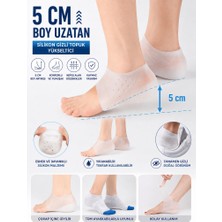 Optana 5 cm Silikon Boy Uzatıcı Çorap Gizli Topuk Yükseltici Tabanlık Beyaz - 1 Çift