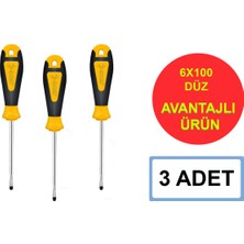 Sgs 1637 6X100 Düz Tornavida (Soft Series) (3 Adet)