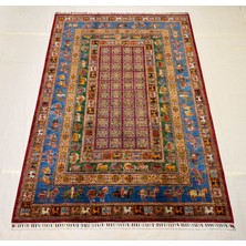 El Dokuma Afgan Halı Pazirek Desenli Kök Boya 169 x 241 cm
