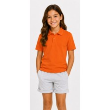 Mavimoure Unisex Pamuklu Düz Dokuma Kısa Kol Polo Yaka Okul T-Shırt