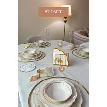 Edora Home 2’li Set Parlak Altın 6'lı Supla Kafes Peçetelik Mutfak Seti