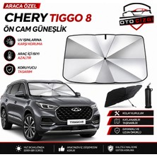OtoÇizgi Chery Tiggo 8 Şemsiye Tip Ön Cam Güneşliği Katlanabilir Uv Korumalı Araç Cam Güneşlik