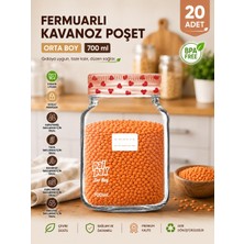 Palpak Kalp Desenli Kavanoz Görünümlü Saklama Poşeti (15X22 cm - 700 ml ) 20 Adet
