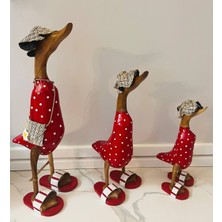 MYK Hediye ve Sanat Atölyesi Ahşap Ördek 3'lü Set (62-50-36 Cm)  Doğal Kütükten El Yapımı Dekoratif