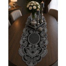 Lena Maison Luna Siyah Tül Üzerine Nakış Işlemeli Runner 105 CMX35 cm
