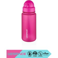 Uzspace 400ml Yenilenen Renkler Soft-Touch Yüzeyli Gövde Silikon Pipetli El Askılı Sürgülü Kapaklı Tritan Çocuk Okul Su Matarası Bpa Yok Koku Yok