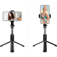 Canarino Kuzeystore LED Işıklı Katlanabilir Çok Fonksiyonlu Kablosuz Bluetooth Kumandalı Tripod Selfie Çubuğu, Vlog, Video, Grup Fotoğraf, Özçekim