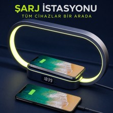 Rey Point Kablosuz Hızlı Şarj Istasyonu Gece Lambası Özellikli