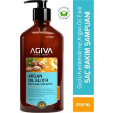 Agiva AGİVA Argan Oil Elixir Kuru, Mat ve Sertleşmiş Saçlar İçin Onarıcı Saç Bakım Şampuanı 1000 ml - Vegan