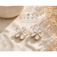 Yiora Elegance Seri Kristal Taşlı Çiçek Mandal Toka 2cm