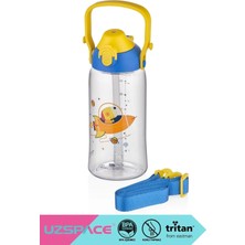 Uzspace 730ML Tritan Çocuk Su Matarası Askılı Kulplu Pipetli ve Pipetsiz Kullanım için Dayanıklı